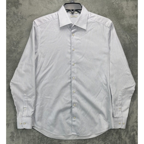 Suit Supply Men's Shirt 16.5/42 White Pinstriped Slim Fit Long Sleeve Button Up‎ - Picture 1 of 8